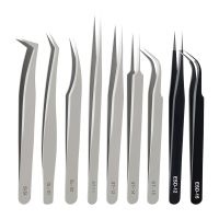 1Pcs Eyelashes Tweezers 6A-SA ESD Stainless Steel High Precision Anti-static Curved Tweezers for Eyelash Extensions Pickup Tool