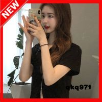 qkq971 New Korean Style All-Match Slim Fit Top Solid Zip Short Sleeves WomenS T-Shirt