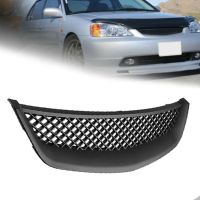 สีดำตาข่าย ABS ฝากระโปรง Grille Grill สำหรับ Honda Civic JDM Type R 2001-2003