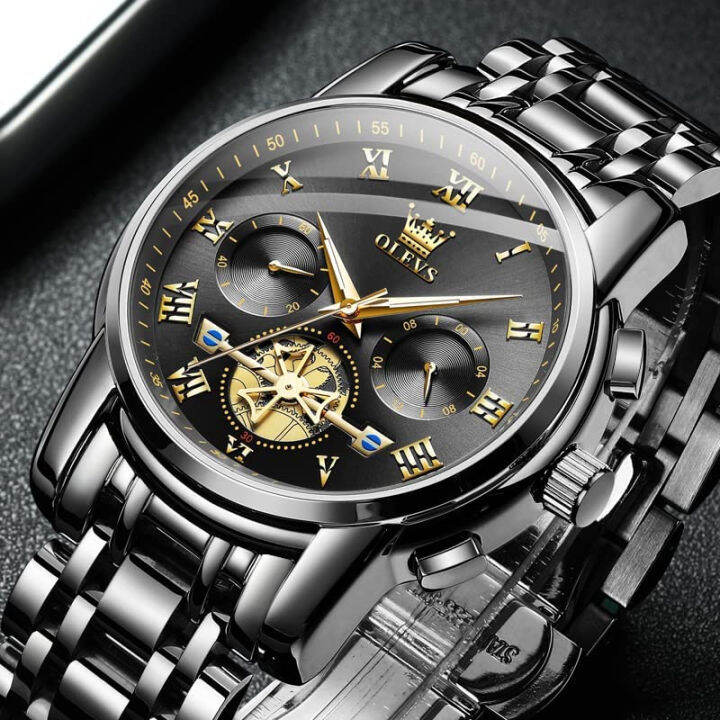 olevs-mens-watches-chronograph-business-dress-quartz-stainless-steel-waterproof-luminous-date-wrist-watch-all-balck-wrist-watch