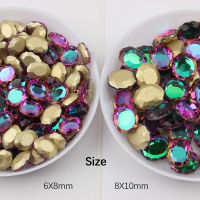 Mirror Non Hot-fix Rhinestone Oval shape 6x8mm 30100pcspack DIY Decoration Accessorie Wedding dress&amp;Bag&amp;Nail Art Free shipping