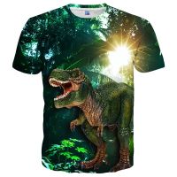 ป่า Dinosaurs 3D ชายเสื้อยืดสัตว์พิมพ์แขนสั้นฤดูร้อนถนนแฟชั่นเด็กเย็นเสื้อยืดด้านบน ClotheXS-5XL