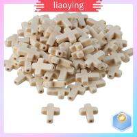 LIAOYING 100Pcs สีขาวขาว ลูกปัดสีฟ้าคราม 0.6นิ้วค่ะ มินิมินิ เครื่องรางลูกปัดหินสังเคราะห์ งานฝีมือทำด้วยมือ ลูกปัดรูปไม้กางเขนห้อย สำหรับกำไลข้อมือ