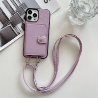 เคสโทรศัพท์มีสายคล้อง Crossbody สำหรับ iPhone 13 12 Mini 14 11 Pro XS Max X XR 7 8 Plus ปกหนังกระเป๋าสตางค์ตั้งได้กระเป๋าเก็บบัตร