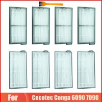 8ชิ้น HEPA กรองสำหรับ Cecotec Conga 6090 7090เครื่องดูดฝุ่นหุ่นยนต์อะไหล่เครื่องมือแปรงเปลี่ยนทำความสะอาดง่ายกรอง