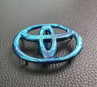 โลโก้โตโยต้าพวงมาลัย สีฟ้า ขนาด 6.5cm x 4.5cm สำหรับ vigo revo corolla altis fortuner camry ch-r vios