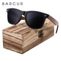 BARCUR noir noyer lunettes de soleil bois lunettes de soleil polarisées hommes lunettes hommes UV400 lunettes de protection en bois boîte dorigine