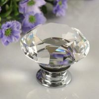 ∏△ Fashionable 40mm Clear Diamond Shape Zinc Alloy and Crystal Glass Pull Handle Cupboard Cabinet Drawer Door Furniture Knob