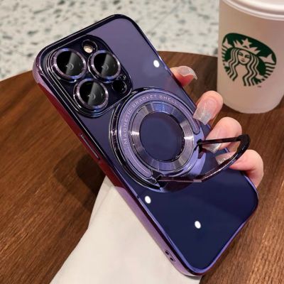 【Retractable stand/soft case/Purple】เคส compatible for iPhone 11 12 13 14 pro max case