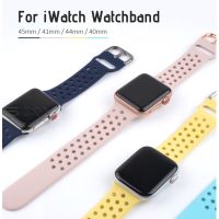 ☌◇ สายนาฬิกาข้อมือซิลิโคน แบบเปลี่ยน สําหรับ iWatch 45 มม. 41 มม. 44 มม. 40 มม. iWatch Series 7 6 5 4 3 2 SE