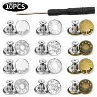 10Pcs Metal Jeans Button Replacement Detachable Pants Fastener Pins Adjustable Waist Button Sewing Buckles Screwing Repair Kits