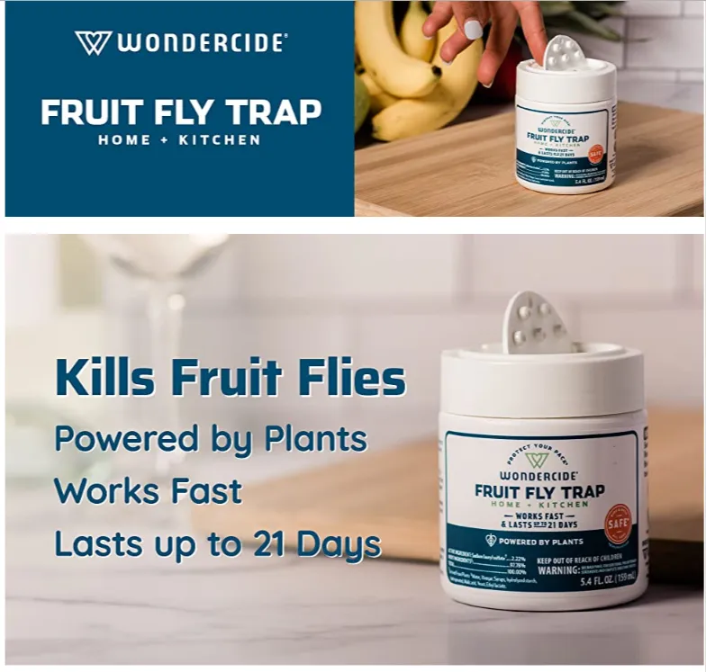 Wondercide - Fruit Fly Trap for Kitchen, Home, and Indoor Areas - Fruit Fly  Killer - Pet and People Safe - Made in USA & Plant Based - 5.4 oz - 2 Pack