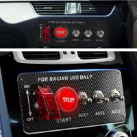 、‘】【’ 3 Gang True Carbon Fiber 12V LED Lgnition Switch Panel Car Modification Racing Universal Car Engine Start Push Button