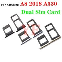 ‘；【。- For  Galaxy A8 2018 A530 Single Dual Sim Card Tray &amp; Micro SD Memory Card Slot Holder Replacement Parts