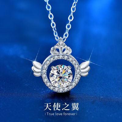 Angel Wings Diamond Necklace 925 Sterling Silver Light Luxury Platinum Choker Jewelry Crown Pendant Wholesale