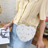 Fashion Lace Peach Heart Women Crossbody Bag PU Leather Large Capacity Shoulder Bags for Girls Outdoor Leisure Storage Bags