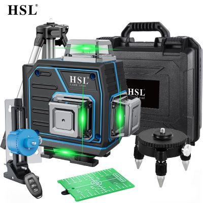 HSL 12 16เส้น3D 4D ระดับเลเซอร์สีเขียว360โมดูลปรับระดับด้วยตนเองแสงเครื่องมือก่อสร้างการตกแต่งแบบโรตารี่