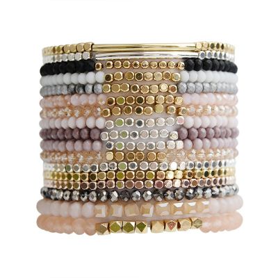 18cm 1 Strand Bohemian Crystal Bracelets Multicolor Acrylic Copper Beads Bangles Golden Color Jewelry For Women Free Shipping