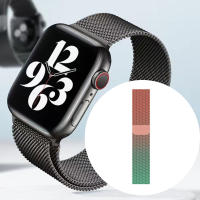 ห่วงเดี่ยวถักสำหรับสายนาฬิกา Apple Watch เข็มกลัดแม่เหล็กระบายอากาศสายเปลี่ยนนาฬิกาข้อมือตาข่ายสำหรับ IWatch 1/2/3/4/5/6/7/8/อัลตร้า