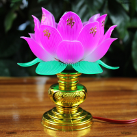 xiamei 1pcs buddhist Lotus Lamp โคมไฟดอกบัวสีสันสดใสตกแต่งโต๊ะสำหรับบ้านสมาธิบูชาพุทธวัด