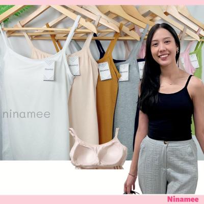 [ส่งเร็วพิเศษ!] 🍒Ninamee 5 สี เสื้อสายเดี่ยวเต็มตัว เสริมบรา อก28-38” ปรับสายได้ เสื้อสายเดี่ยวมีบรา สายเดี่ยวเสริม ฟองน้ำ บราสายเดี่ยว ฟองน