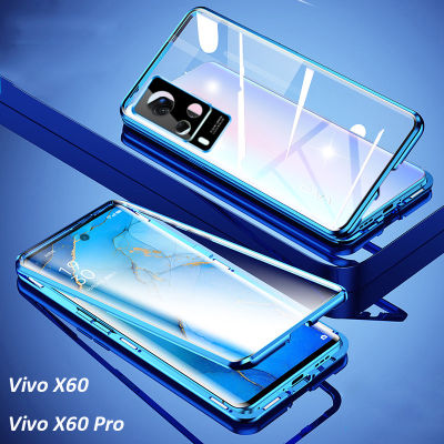 ฝาครอบกล้องสำหรับ Vivo V27 5G/V27e/X60/Vivo X70 Pro/Vivo X70โลหะแม่เหล็ก360องศาเต็มรูปแบบด้านหน้าและด้านหลังกระจกนิรภัยฝาครอบป้องกัน2ด้านกระจกนิรภัย