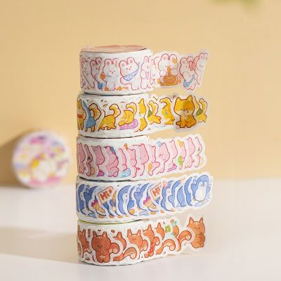 100 pcs /Roll Forest Story Die-cut Washi Tape Cloud Zoo Series Cartoon Stickers Kids Diary Handbook Decoration Stickers Labels