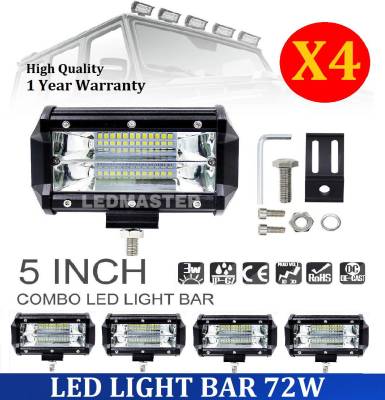 X4 เเพ็คคู่ สุดคุ้ม !! LED LIGHT BAR ไฟสปอร์ตไลท์ ไฟหน้ารถ ไฟท้าย 72W 12V-24V รุ่น COMBO BEAM ทรงเหลี่ยม เเสงขาว งานพรีเมี่ยม จำนวน 4 ชิ้น