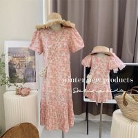 Family Matching Clothes Summer Dress Floral Mother Daughter Baby Girl Short Sleeve Dress Women Dress Holiday Dress