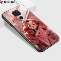 เคสใส่โทรศัพท์กระจก Jizetin สำหรับ Xiaomi Redmi Note9โน้ต9Pro 9S Note 9T กันกระแทก3D Smile Princess Series กระจกเทมเปอร์ปลอกหุ้ม