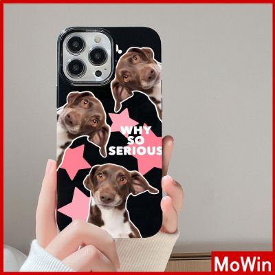 ▥ Mowin - เข้ากันได้สำหรับ เคสไอโฟน เคสไอโฟน11 เคส สำหรับ iPhone 14 สีดำเงา เคสอ่อนกันกระแทกป้องกันกล้องน่ารักสุนัขลูกสุนัขเ