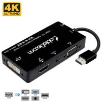 CableDeconn Multiport 4-in-1 HDMI to HDMI DVI 4K VGA Adapter Cable with Audio Output Adapter Converter Adapters