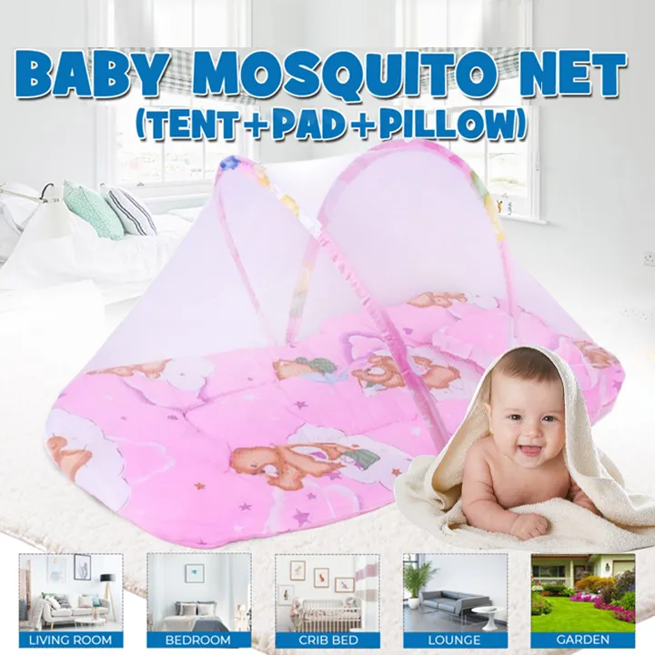 Baby mosquito net with mat pillow new born baby bed nets portable