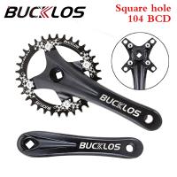 BUCKLOS 104BCD MTB จานหน้าจักรยานหลุมสี่เหลี่ยม170มม. ข้อเหวี่ยงแคบกว้าง32/34/36/38/40/42T ซี่ล้อจักรยานชิ้นส่วนจักรยานเสือภูเขา