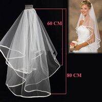 60x80cm White Lace Bridal Veils with Comb Short Two Layer Elegant Vintage Wedding Veils for Bride Cosplay Costume Hair Accessor Hair Accessories