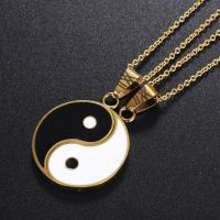 2-pack Tai Chi Yin Yang Couple Personality Necklace Men and Fashion Banquet Prom Jewelry