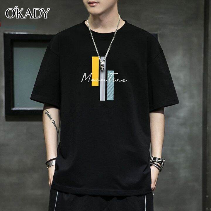 dsl001-เสื้อยืดผู้ชาย-okady-เสื้อยืดคอกลมแฟชั่นพิมพ์ลายหลวมระบายอากาศดูดซับเหงื่อใส่สบาย-เสื้อผู้ชายเท่ๆ-เสื้อผู้ชายวัยรุ่น