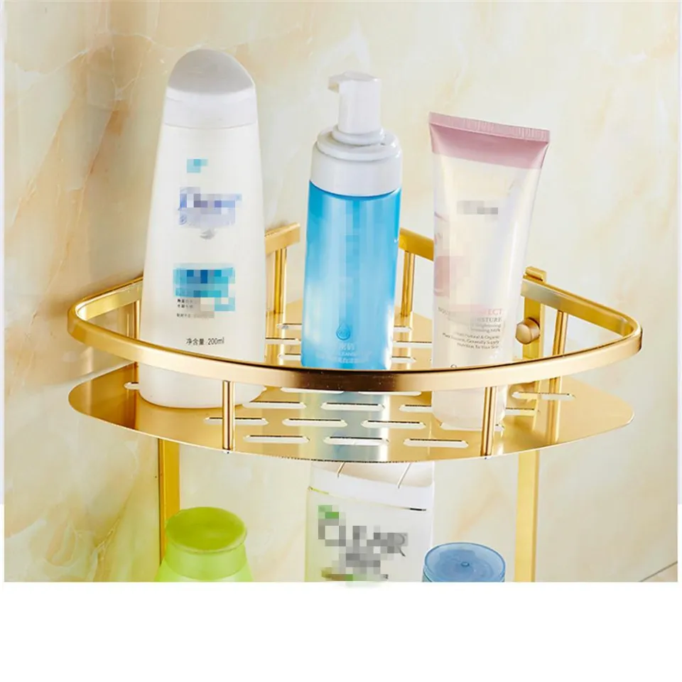 Bathroom Shelf Corner Basket Gold Shower Caddy for Shampoo Soap Hair Dryer  Holder Triangle Shelves Wall Mounted banheiro etagere