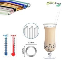 ❧✣ 4Pcs Straight Glass Straws Reusable Clear Straws 12mm Wide Smoothie Straws for Boba Bubble Tea Milkshakes Drinking Straw