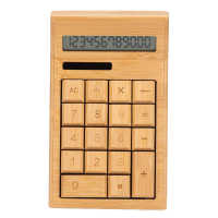 CS19 Solar Calculator Solar Battery Dual Power 12 Digit LCD Display 18 Buttons Bamboo Desktop Calculator for Students Calculators