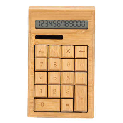 CS19 Solar Calculator Solar Battery Dual Power 12 Digit LCD Display 18 Buttons Bamboo Desktop Calculator for Students Calculators