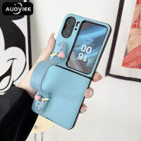 AUOVIEE แก้วใส่นมชากระต่ายหมีตุ๊กตาเด็กผู้หญิง3D น่ารักสไตล์เกาหลีเคสสายรัดข้อมือสำหรับออปโป้ไฟนด์ N2 FindN2พับได้พร้อมที่ใส่