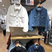 Uniqlo U เสื้อผ้าสตรี2022ฤดูใบไม้ร่วงห้องลองเสื้อแจ็คเก็ตผ้าเดนิมแขนยาว Y450531เสื้อแจ๊คเก็ตแบบสั้น