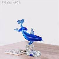 Crystal Dolphin Ornament Animal Figurine Desktop Home Decor Fish Tank Crafts Small Art Glass Dolphin Statue Adornment Supplies