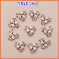 HESONG 10PCS ตัดเย็บเสื้อผ้า คริสตัล เครื่องประดับหมวก เครื่องประดับศีรษะ กิ๊บติดผมไข่มุก กระดุมมุก ปุ่ม Rhinestone