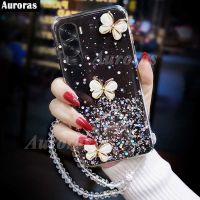 เคสโทรศัพท์2023ดีไซน์ใหม่สำหรับ Honor 90 Lite 90 Pro Sparkling Star Moon ซิลิโคนนิ่มใสผีเสื้อ + สร้อยคริสตัลสำหรับ Honor 90Pro Honor90 Lite