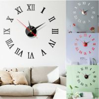 Hot Sale! ( โรมัน ) นาฬิกาติดผนัง  3D วอลเปเปอร์ clock 3d watch acrylic wall (ได้เฉพาะ: ดำ) Wow สุด นาฬิกาแขวนใหญ่ นาฬิกาแขวนเก๋ๆ นาฬิกา ติด ผนัง นาฬิกาแขวนผนัง