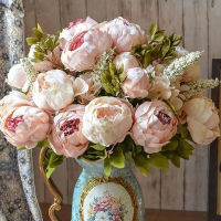 【cw】1Bunch European Artificial Peony Flowers Big Bouquet Silk Fake Flowers Wedding Party Home Decoration Wreath DIY Scrapbooking ！