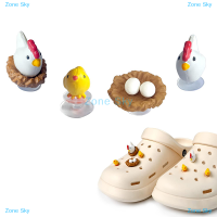 Zone Sky เครื่องรางรูปรองเท้า3D ไก่น่ารักสำหรับ Crocs รองเท้าเข้าคู่แบบ DIY อุปกรณ์ตกแต่งรองเท้าด้วยมือสำหรับเด็กเด็กผู้ชายเด็กผู้หญิงผู้ชายผู้หญิงปาร์ตี้