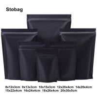 StoBag 100pcs Black Matte Food Packaging Ziplock Bags Stand Up Sealed for Tea Nuts Candy Beans Storage Zip Lock Reusable Pouches Food Storage Dispense